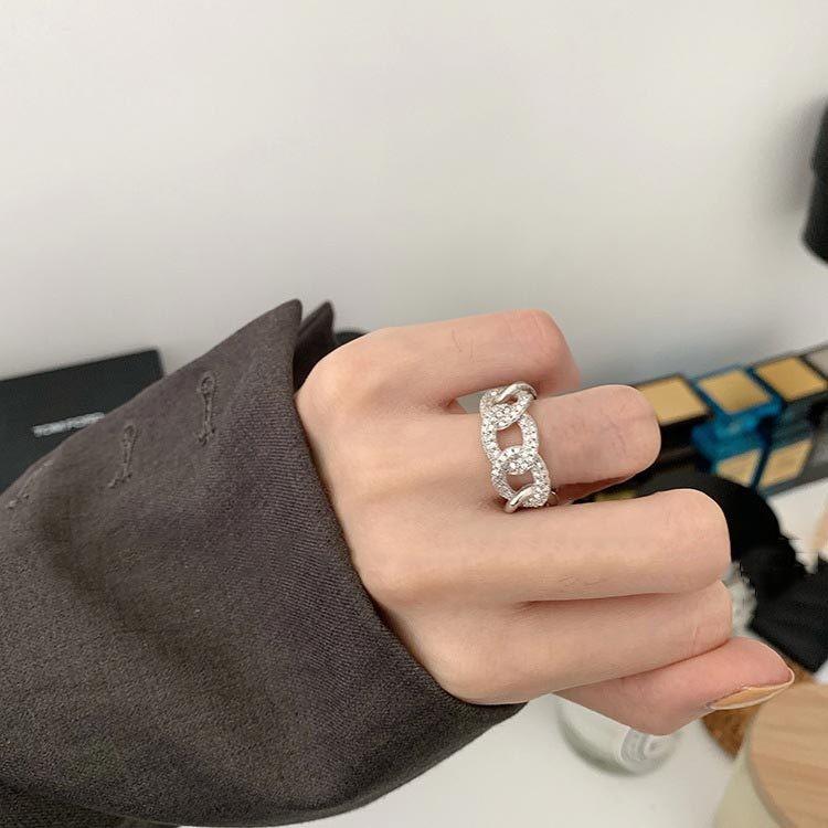 Korean Retro Geometric 925 Silver Plated Open Ring for Women