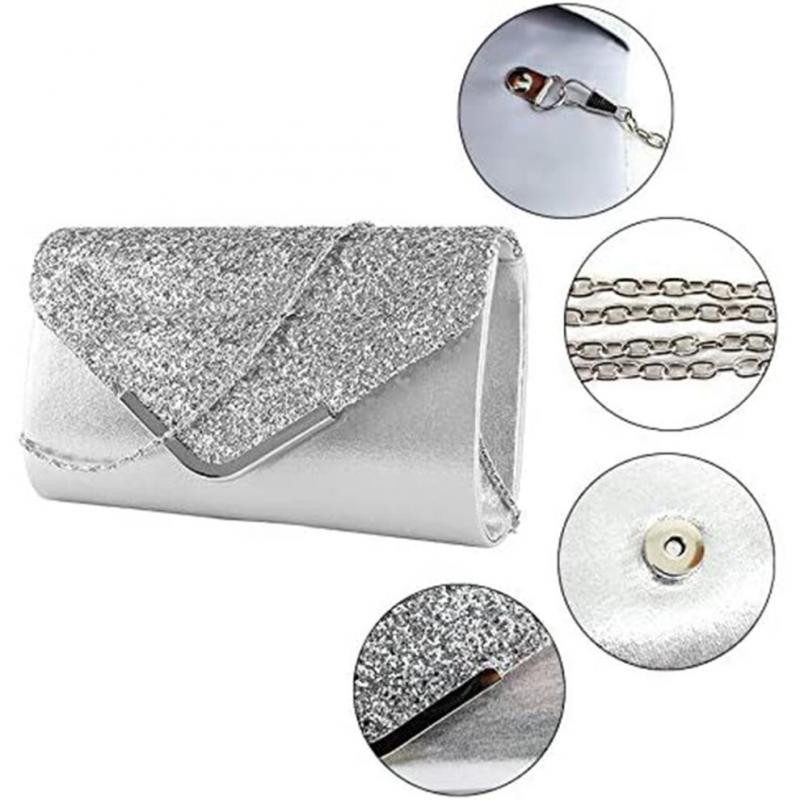 Ladies clutch glitter elegant evening bag shiny handbag