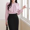 Style Latte Women S Chiffon blouSe With Pintuck caScade Pearl Necklace
