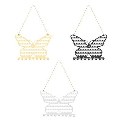 Elegant Butterfly Wall Mounted Jewelry Storage Holder with Holes and Hook for Necklace Earring Display Solution