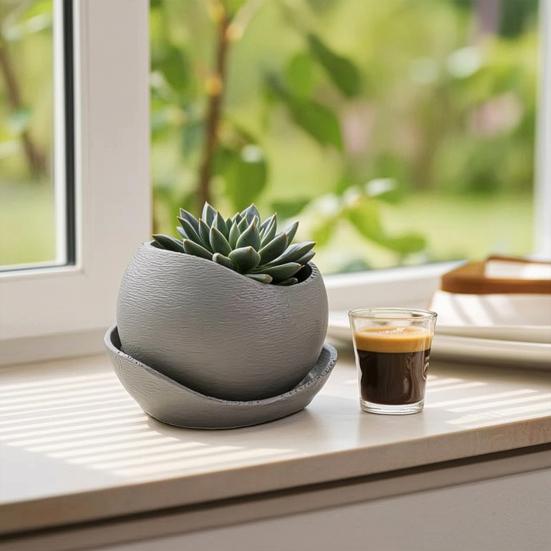3D Printed Mini Planter Pot Modern Succulents Herb Plants Flower Pot Container for Indoor Outdoor Home Balcony Desktop Decoration