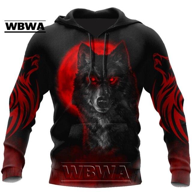 

Красивая мужская толстовка с 3d принтом «Красная луна и волк», осенняя толстовка унисекс, пуловер, повседневная уличная одежда Yk208 M