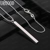 925 Sterling Silver Minimalist Rectangular Pillar Pendant Necklace - Fashionable Banquet Jewelry