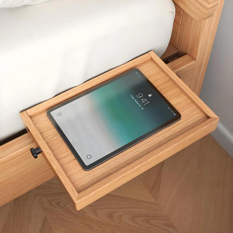 Simple Wall-Mounted Foldable Nightstand Compact Space-Saving Bedside Table with Cup Holder for Dorm Upper Bunk Shelf
