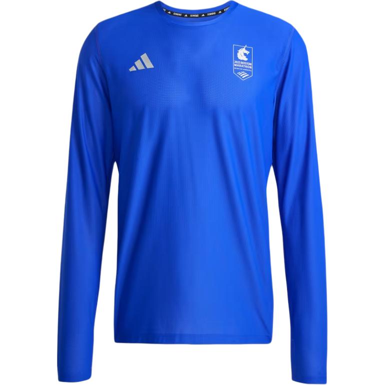 Adidas Boston Marathon 2025 Striped Design Versatile Long Sleeve T-Shirt Men Tops Clear-Blue JP3278