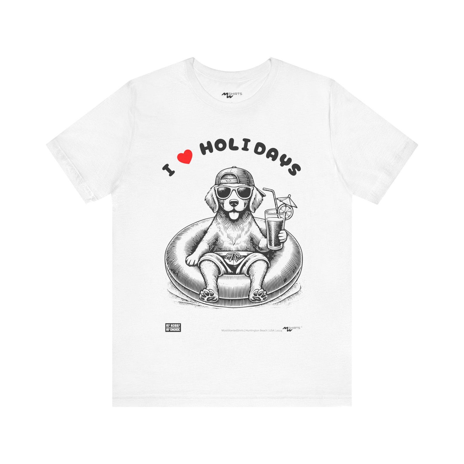 Holiday Dog Tee: Engraved Style, I Love Holidays Design 3XL