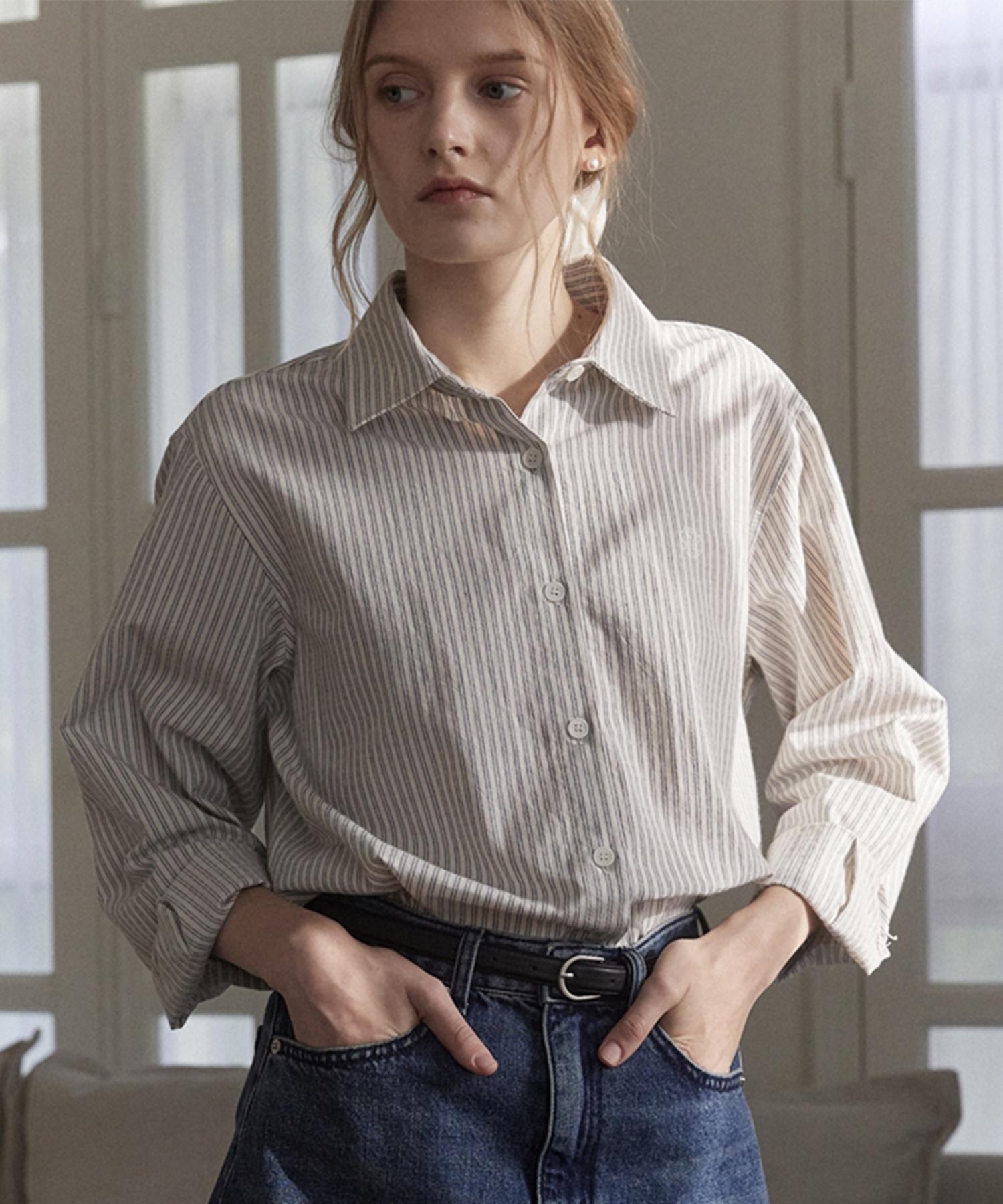Nonlocal Emblem Logo Stripe Shirt - Blue Blue/Free