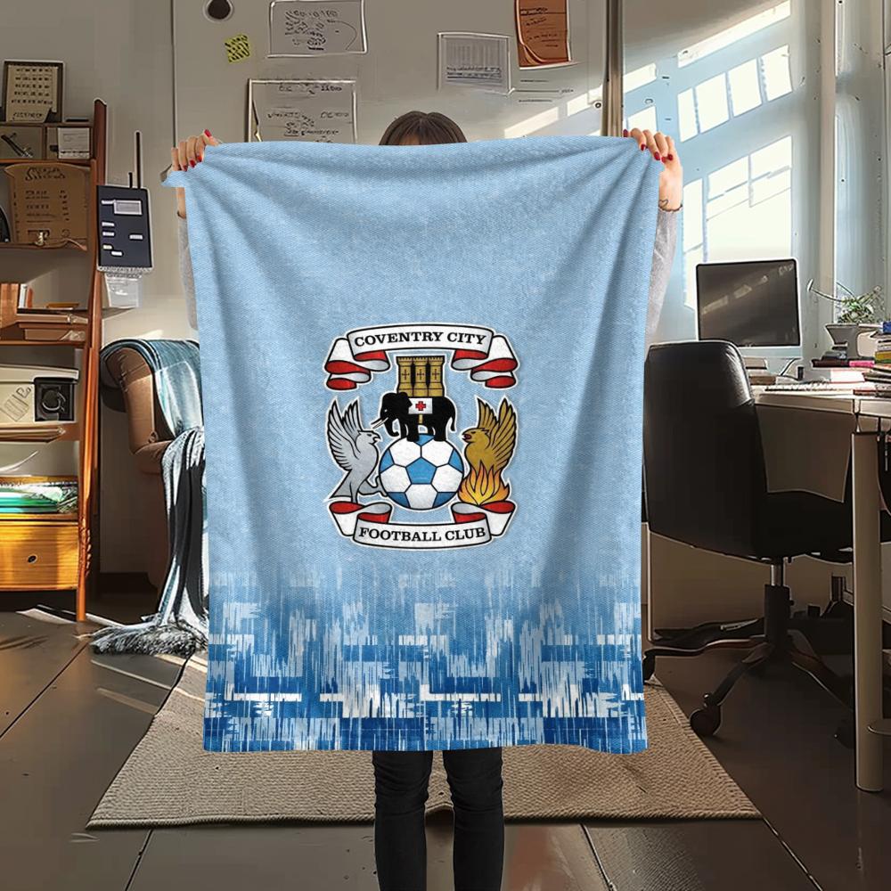 1PC Coventry City FC Print Flannel Blanket, High Quality Comfortable for All Seasons, Home Decor, Warmth and Comfort, Perfect for Christmas Gifts
