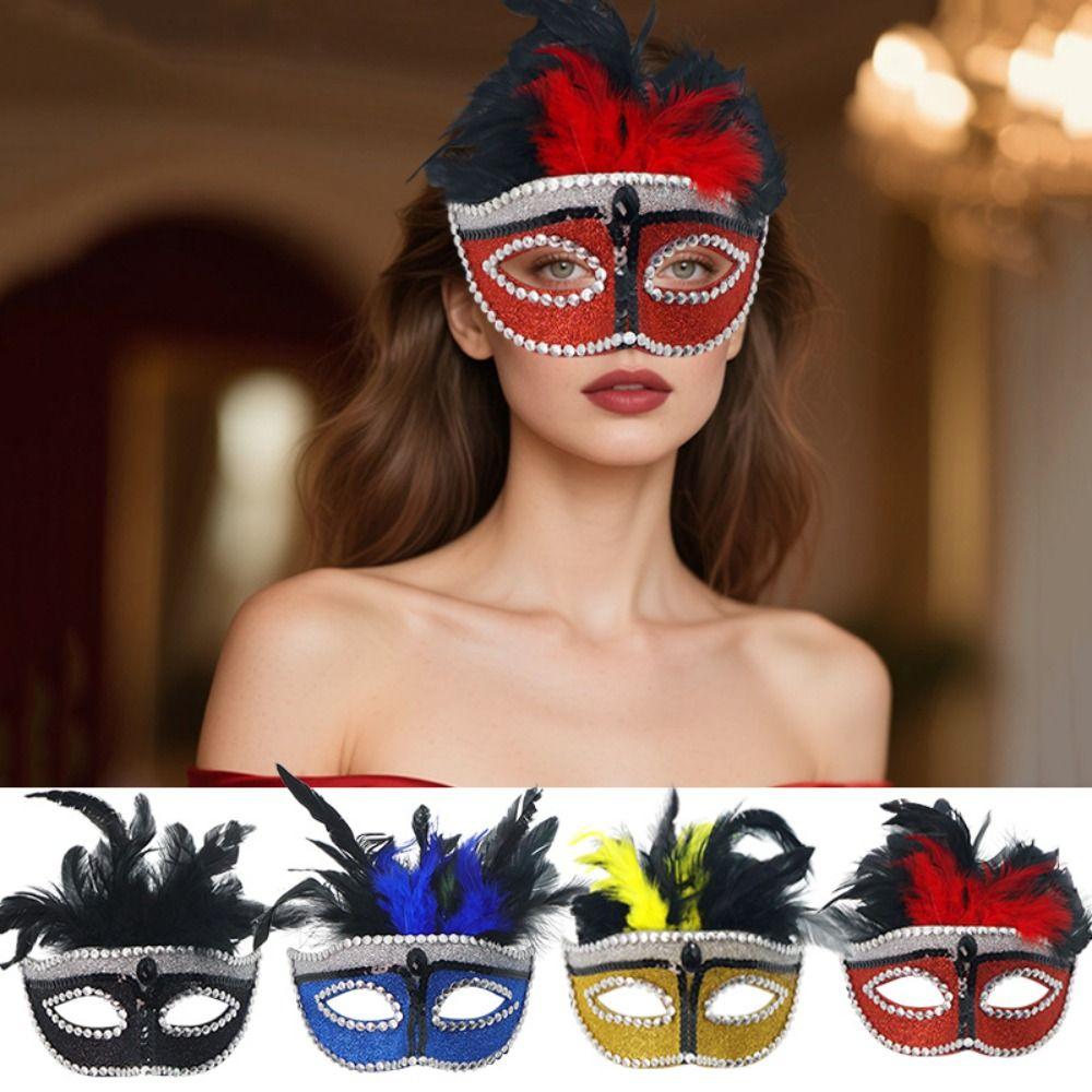 Party Costume Props Halloween Masquerade Mask Half Face Feather Mask Carnival