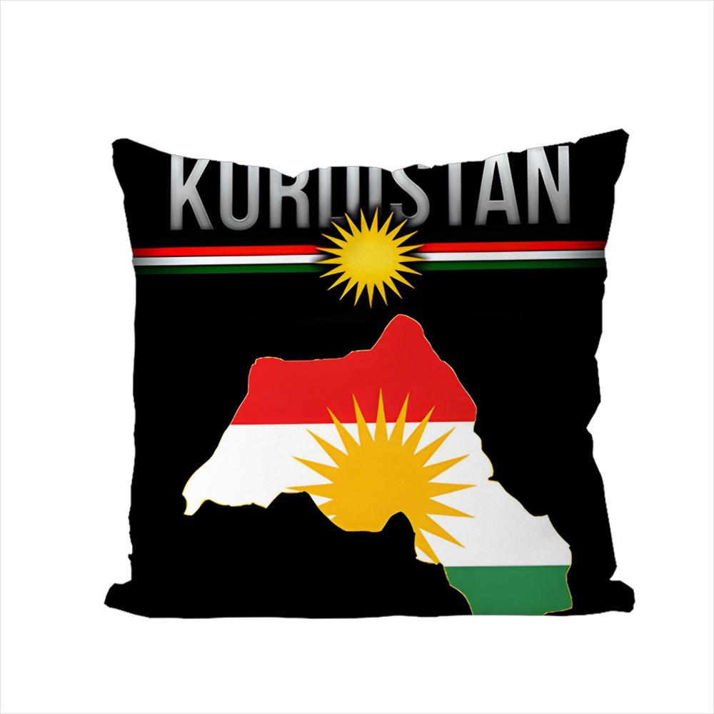 Kurdistan Flagge Kissenbezug Für Auto Sofa Dekorativ Zuhause Zweiseitiger Druck Plüsch Quadratisch Wurfkissen Kissenhülle