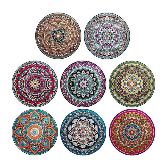 8PCS Coasters, Colorful Wood with Non-Slip Coasters, Heat Insulation Waterproof Drink Holder, for Home Office Dining Table