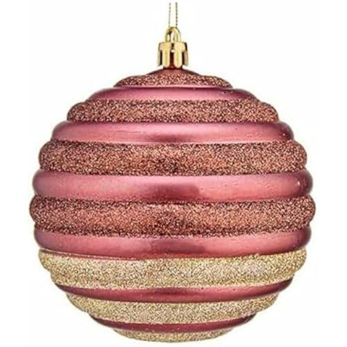 Boules De Noël - Non Spécifié - Lot De 6 - Plastique - Rose - 10 Cm