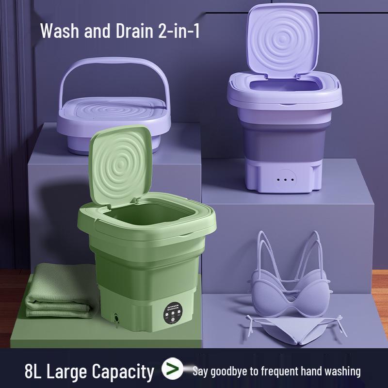 Compact Folding Mini Washing Machine for Dorms & Travel - Ideal for Underwear & Socks