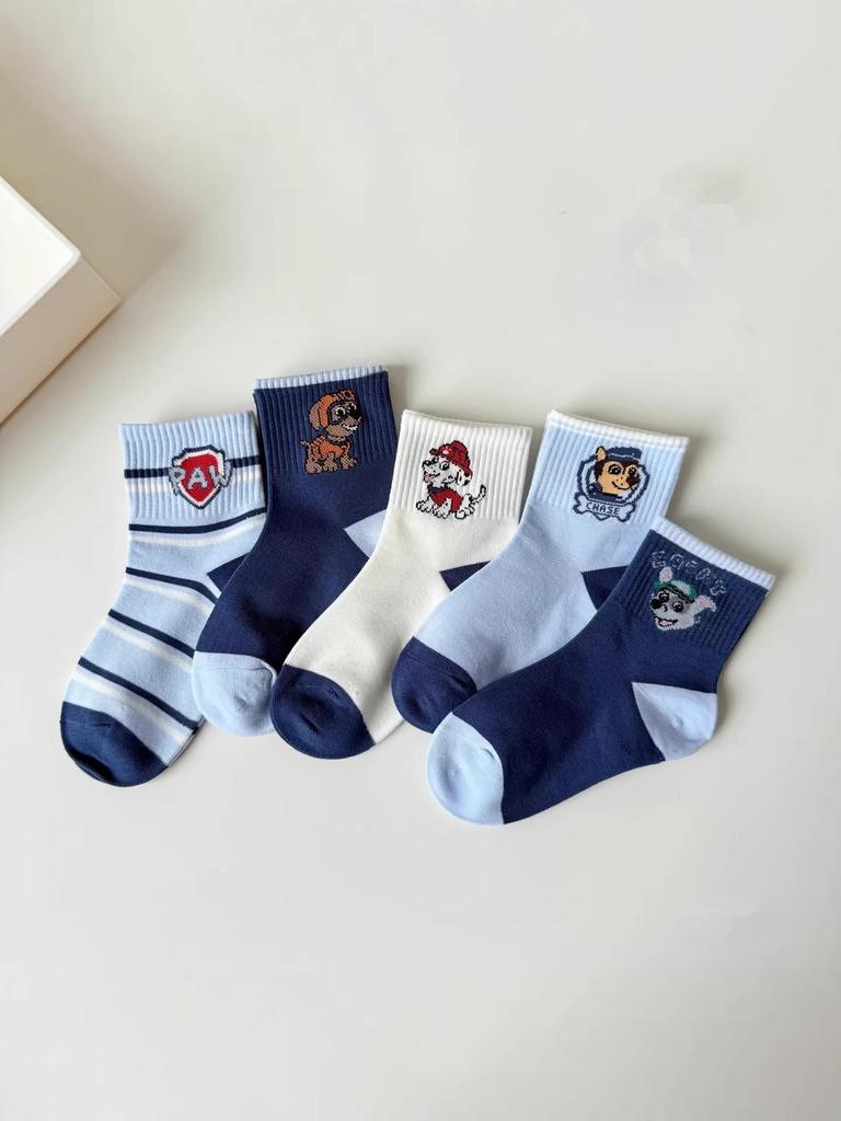 Boy's Cotton Mid-Calf Socks - Cartoon Paw Patrol, Spring/Autumn, Medium/Large Sizes