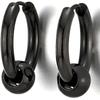 Stainless Steel Black Circle Beads Huggie Hinged Hoop Earrings F