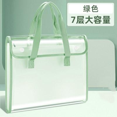 

1pcs Transparent exam paper storage bag, accordion bag, student large capacity A4 button file bag folder