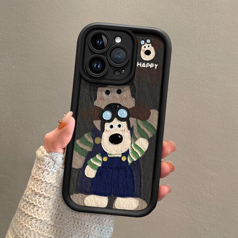 Oil Painting Shoulder Strap Dog for Apple 15promax Phone Case Anti Drop 14 Lanyard for IPhone 16 Plus All Inclusive Female