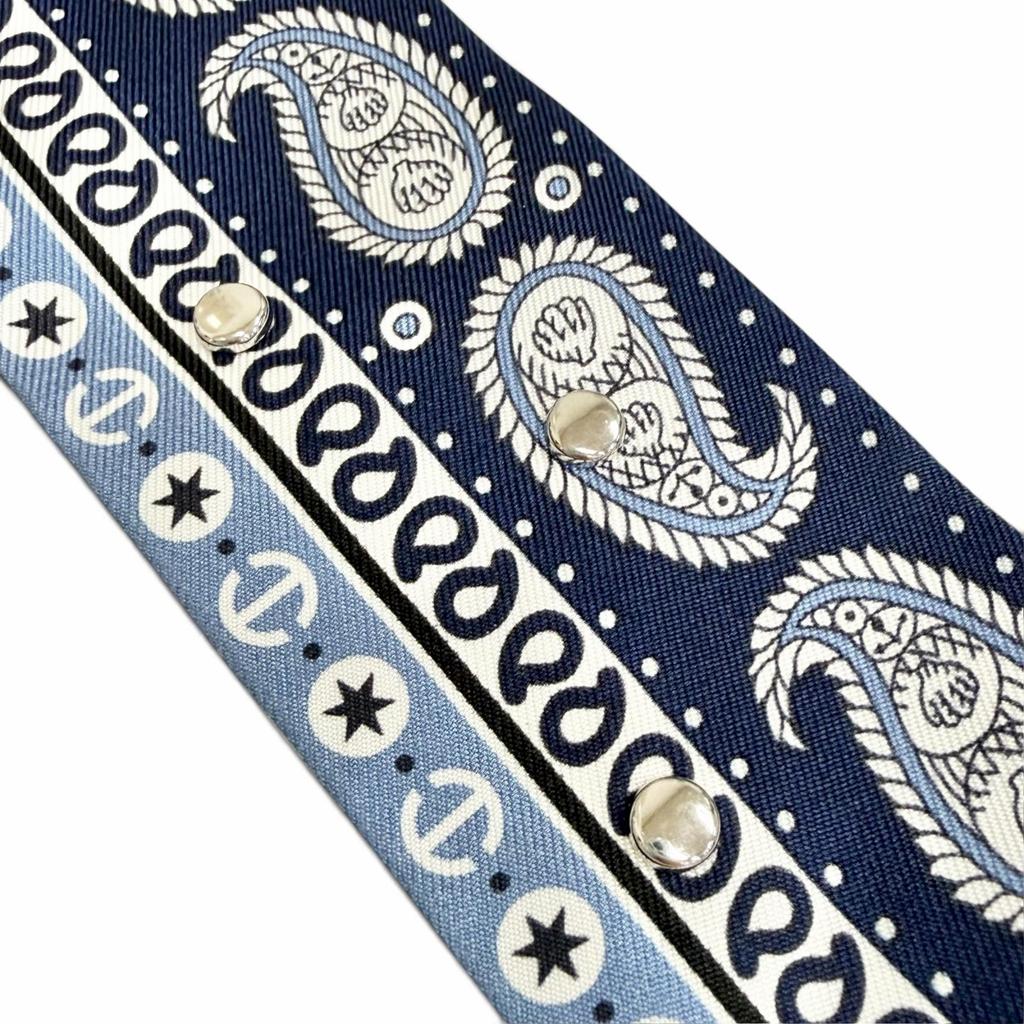 Pristine HERMES scarf Ruban Krooté Sailor's Tattoo Bandana silk Women H853374S Used