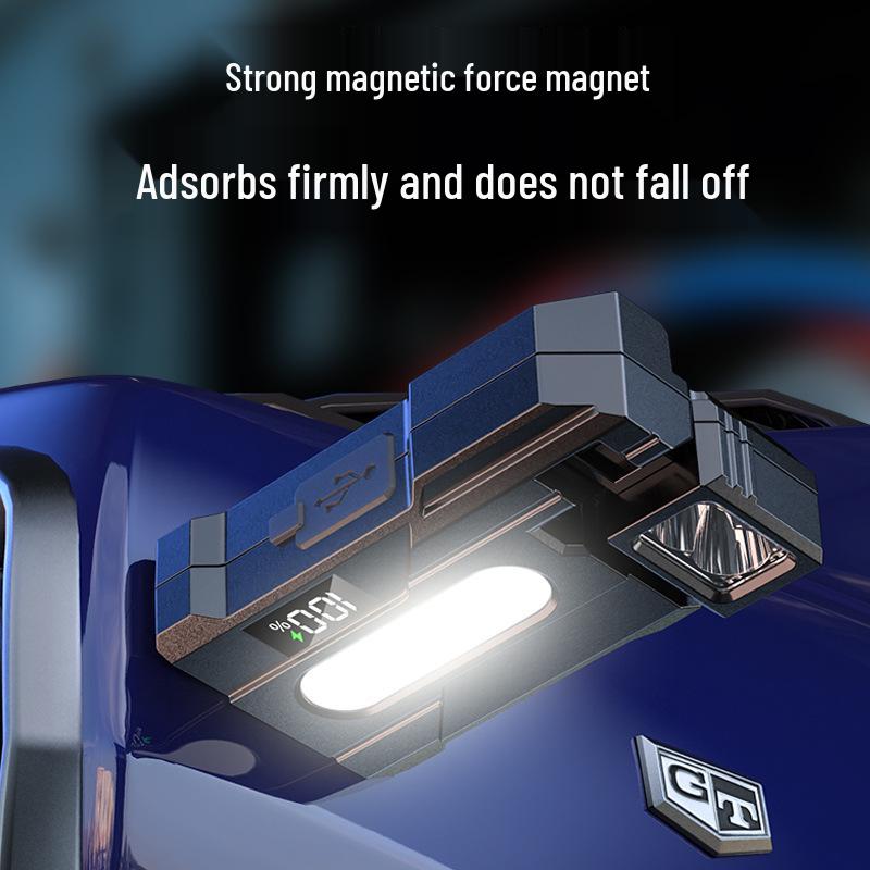 Magnetic USB Rechargeable Multi-Angle Flashlight with Digital Display & Red/Blue Warning Lights