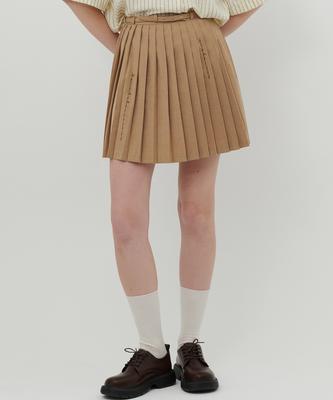 Eoboneoseu Logo Print Pleated Skirt [Beige]