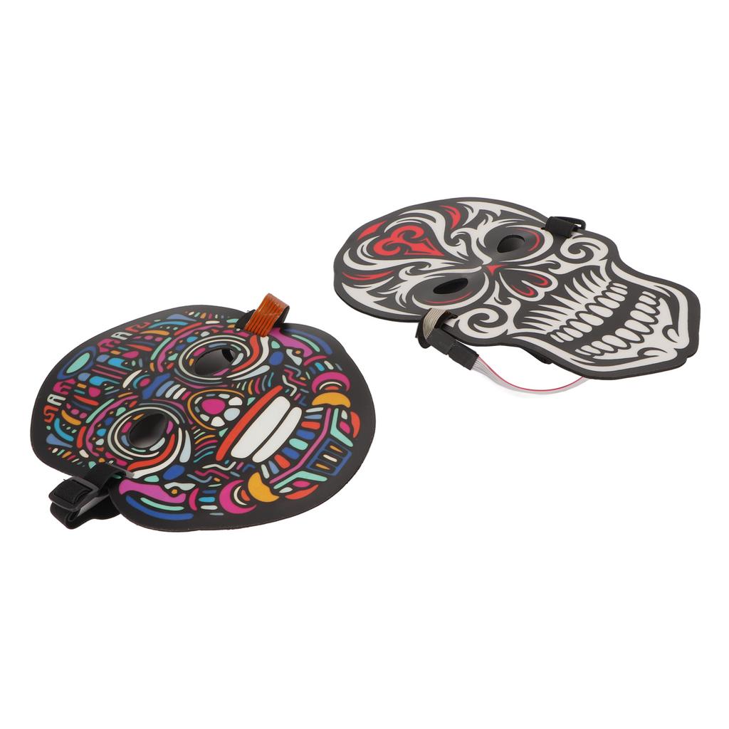 LED Face Cover Voice Control Adjustable Size Light Up Face Cover for Halloween Party Cosplay 2pcs