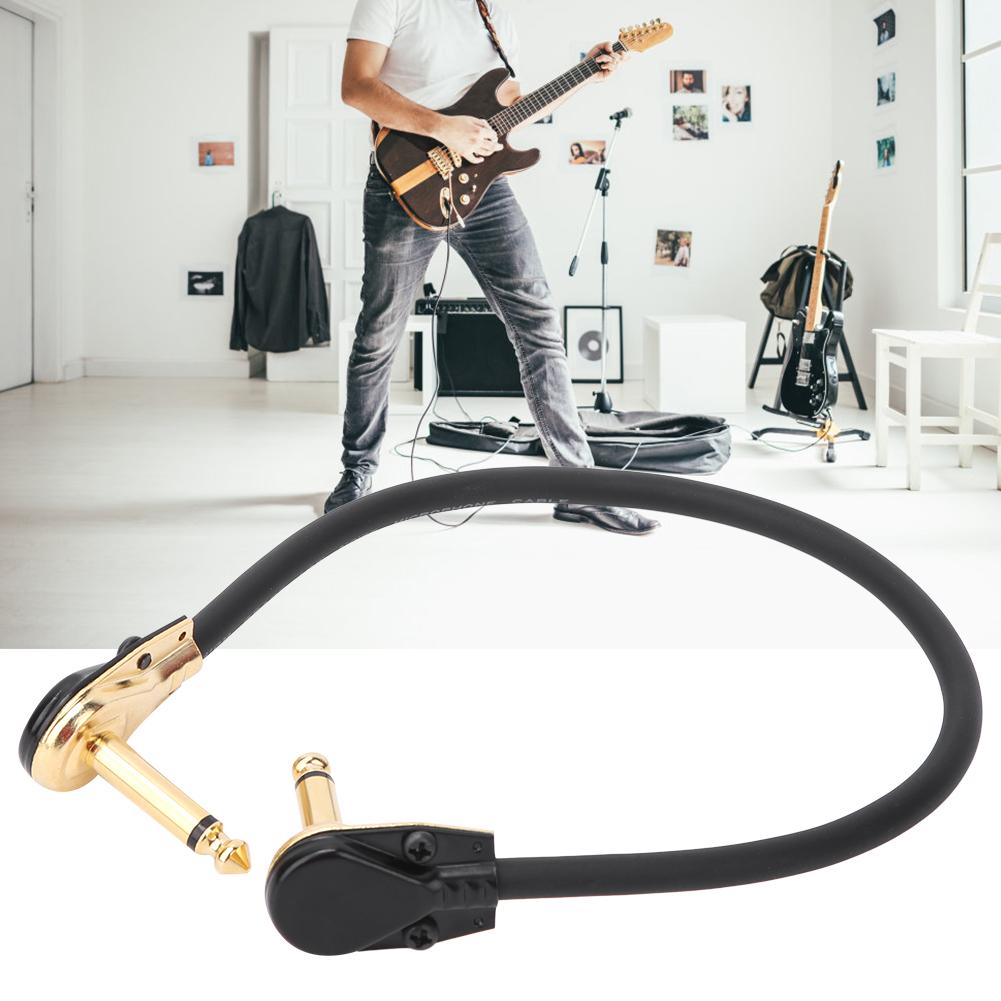Gitarrenpedalkabel Schwarz Golden Winkelstecker Musikinstrumentenzubehör 33cm Länge