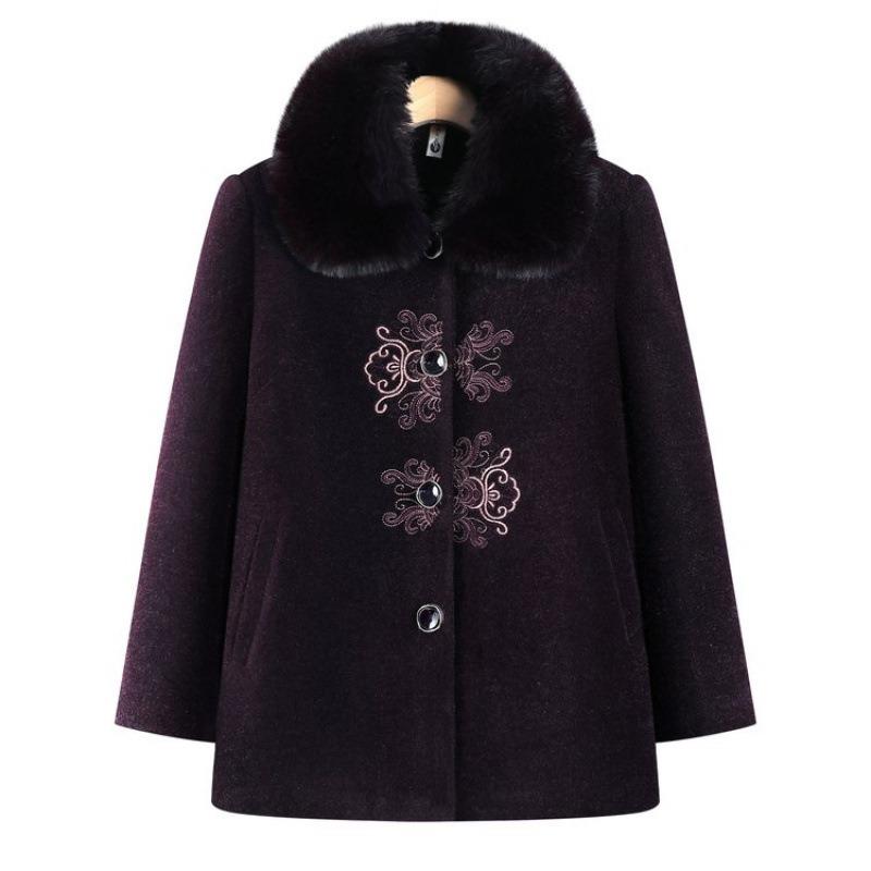 

Winter woolen coat medium and long old lady warm winter mink thickened coat 5XL [recommended 150-80kg] фиолетовый