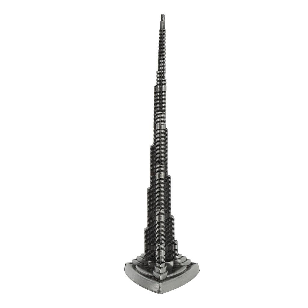 Burj Khalifa Tower Model Gray Alloy Miniature Dubai Tower Ornament Dubai Landmark Building Model