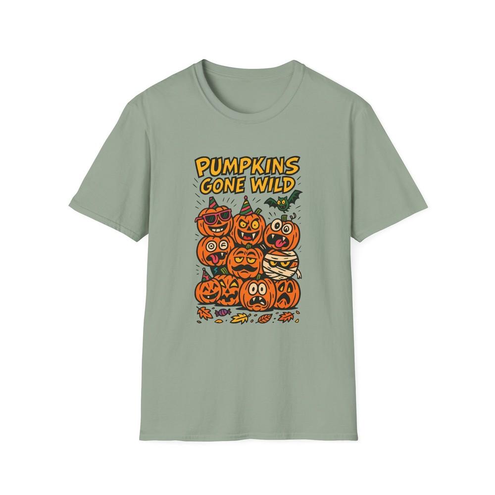 

Unisex Softstyle T-Shirt Cartoon Pumpkins Funny Fall Chaos Halloween Autumn S