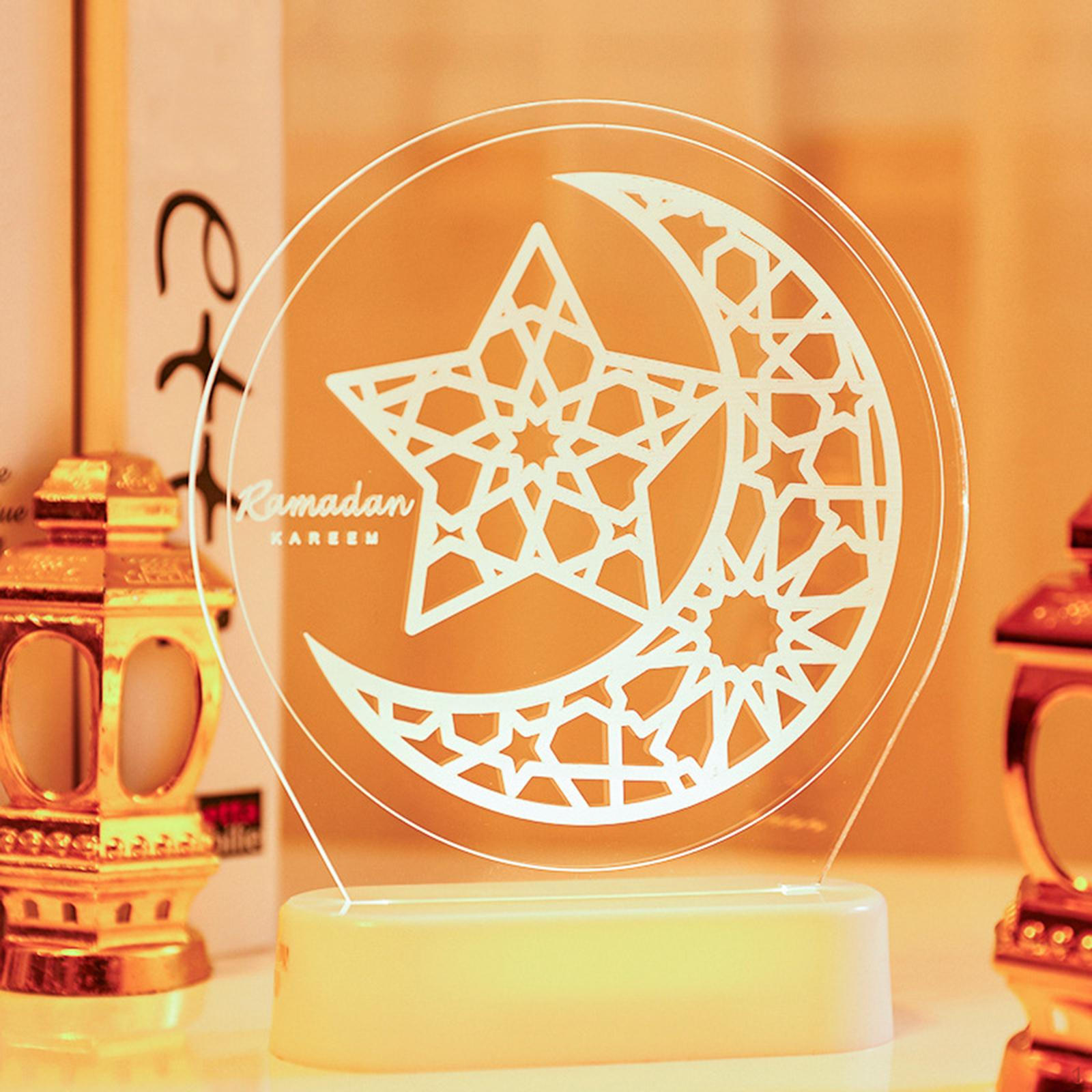 

Night Light, Ramadan LED Mubarak Lights 3 Lamp Islam Table Decoration Gift Desk Moon Star