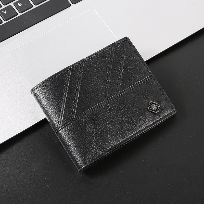 

Men s Korean Style Color Block Billfold Wallet with Horizontal Webbing чорний