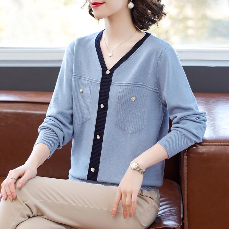 

Women s V-Neck Long Sleeve Knit Pullover Top L
