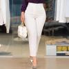 Women Pencil Pants Solid Color High Waist Straight Leg Fit Long Trousers Pleated Design Leisure Pants Daily Wear