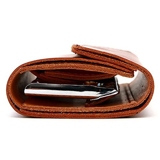 AGILITY affa Münzfänger Geldbörse Münzbörse Rindsleder Dreifach-Geldbörse Faltbrieftasche Kompakt Echtleder Made in Japan "Bank" Herren Damen