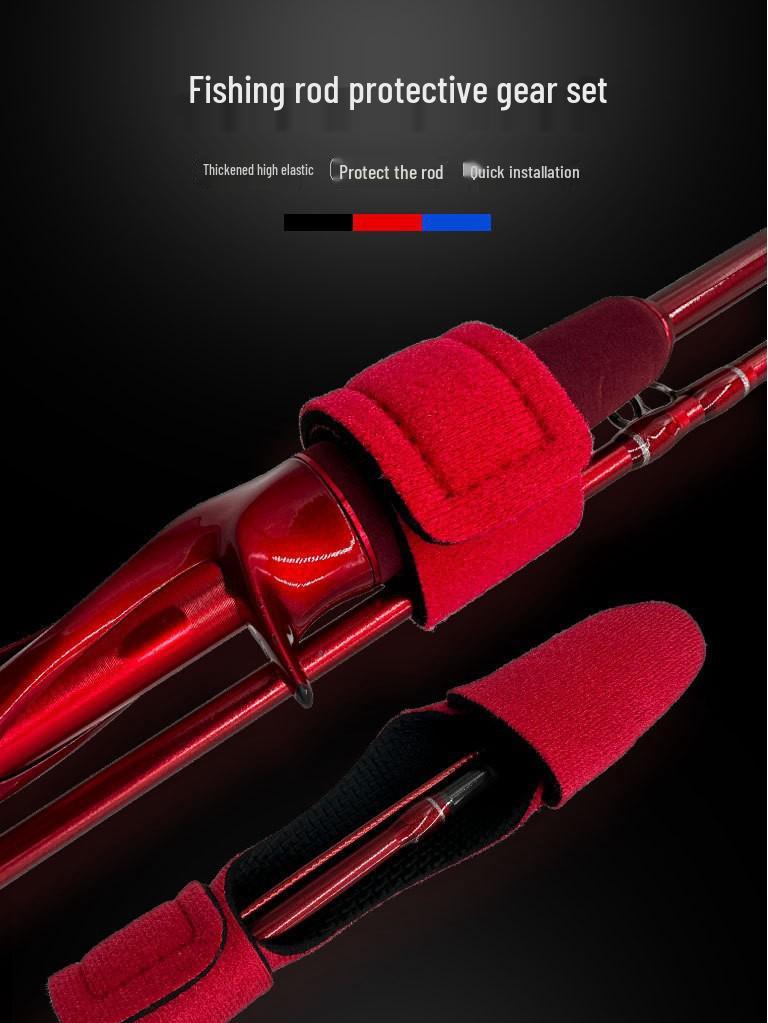 

Lure Rod Strap & Protective Sleeve: Magic Tape Tie, Rod Tip Storage, Bundling Accessory, Protector Cap, Essential for Fishing. Single Rod Strap - No Mark чорний