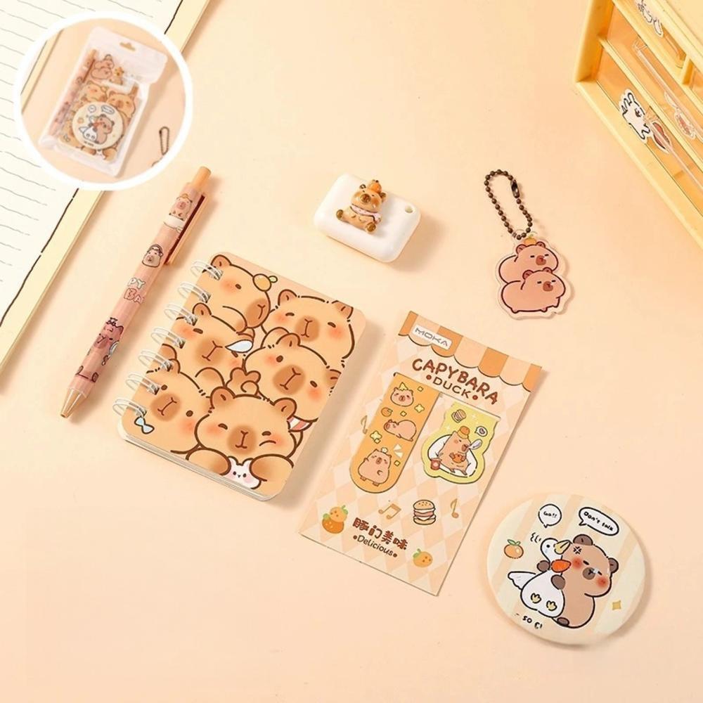 Capybara Stationery Set For Kids Gift Pens Stickers Utility Knife Stationery Gift Box Back To School Learning Birthday Gift