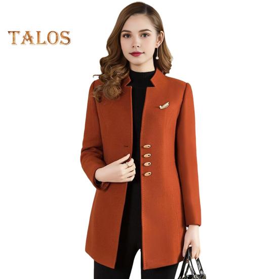 

Женское зимнее пальто в деловом стиле с воротником-стойкой, однобортное, средней длины, облегающее, для поездок на работу, однотонная плотная верхняя одежда L