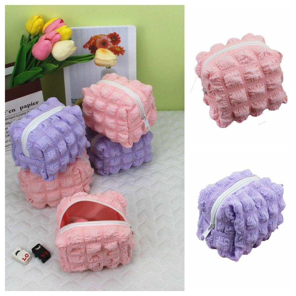 

Square Pleated Cloud Coin Purse Bubble Plaid Data Cable Storage Bag Cloud Lipstick Bag Outdoor