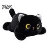 Durable Plush Keychain Cute Black Cat Pillow Soft Siamese Kitten Stuffed Animal with Touch Accessory PP Cotton Cuddly Bedroom Decor Birthday Gift for