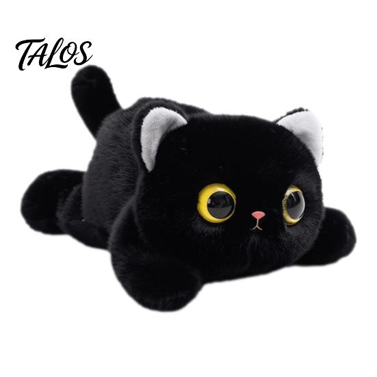 Durable Plush Keychain Cute Black Cat Pillow Soft Siamese Kitten Stuffed Animal with Touch Accessory PP Cotton Cuddly Bedroom Decor Birthday Gift for