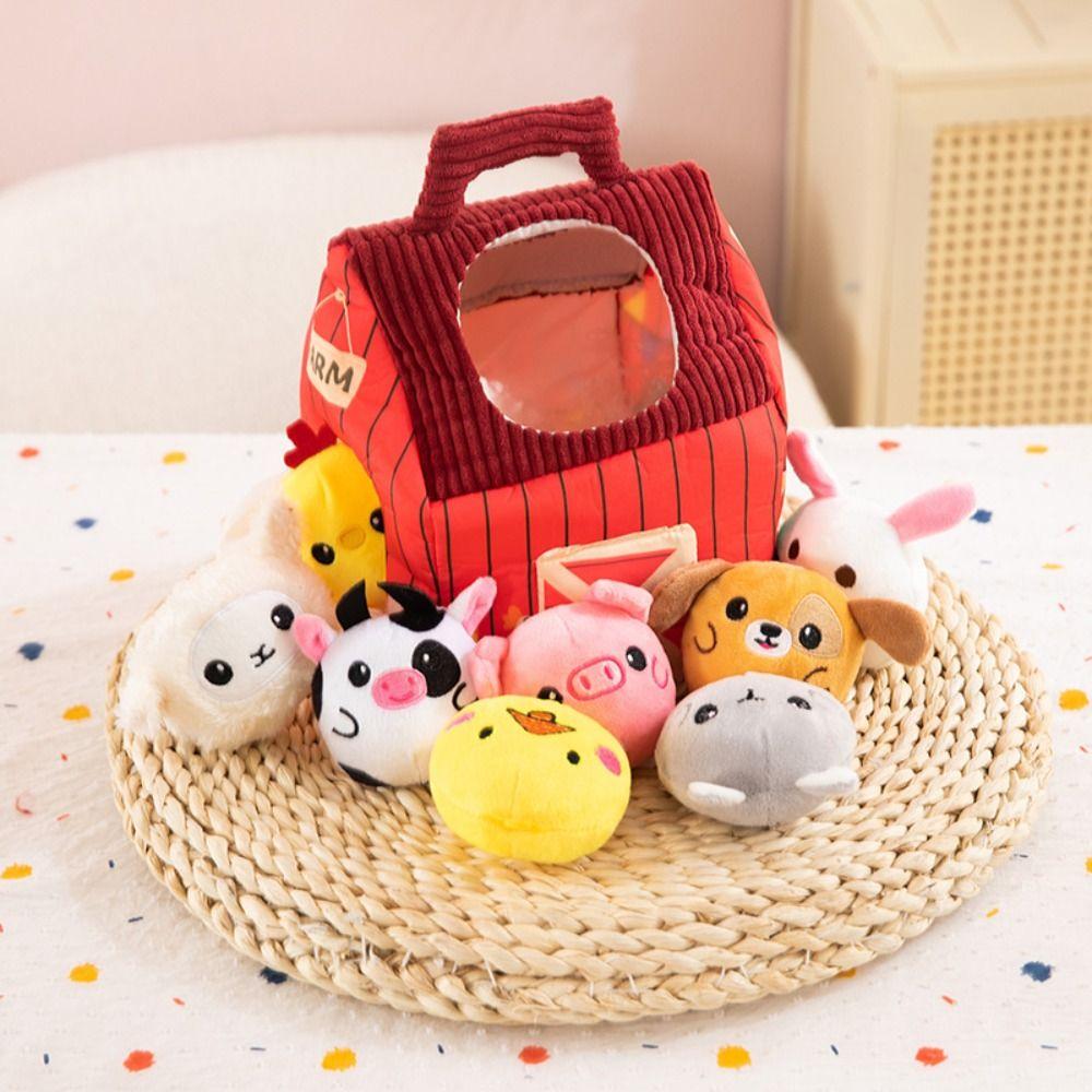 PP Cotton Farm Animals House Set with Sound Simulated Farm Animal Toy  Kids Gifts