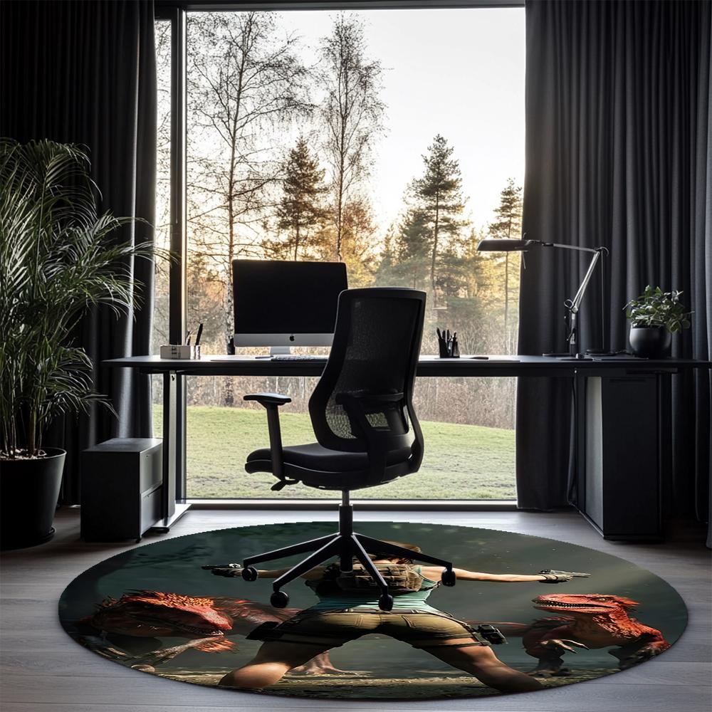 Tomb Raider Printed Round Rug Carpet Chair Rug Area Rug Entryway Doormats,for Office Chair Living Room Bedroom Kitchen Room.