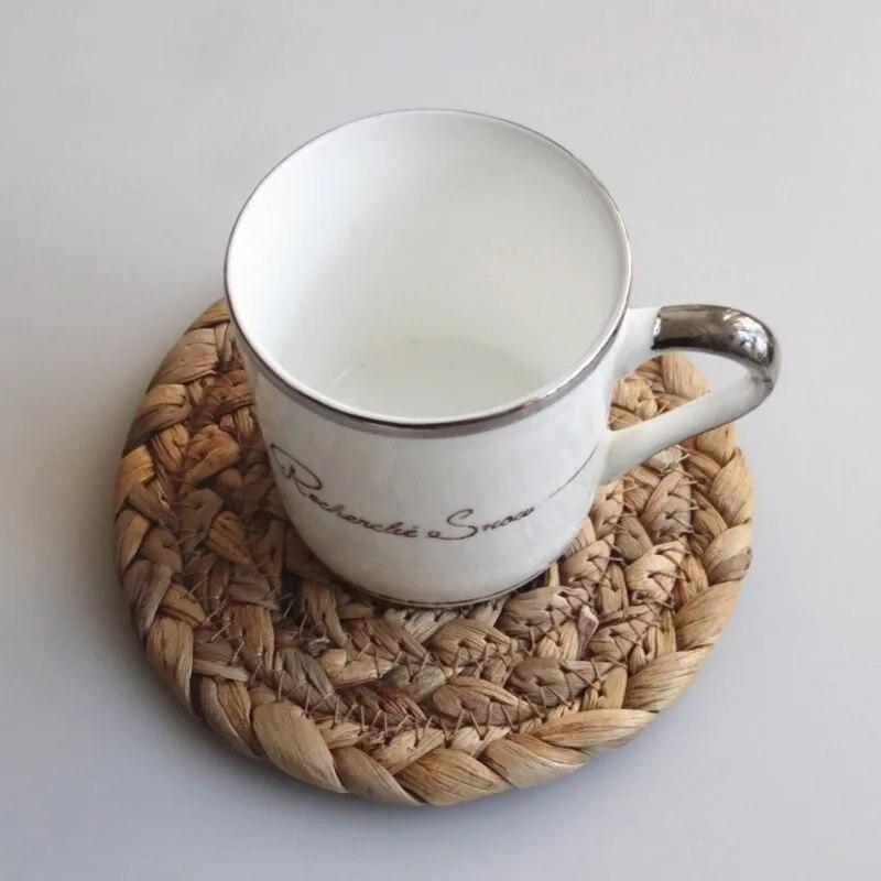 Round Woven Placemats For Dining Table, Water Hyacinth Straw Braided Placemat, Heat Resistant Non-Slip Weave Placemats Handmade
