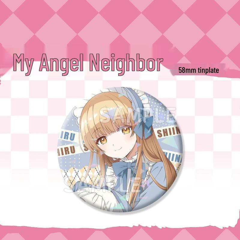 Shiina Mahiru Angel-kun Tinplate Shattered Glass Guba Badge Backpack Charm Anime Peripheral
