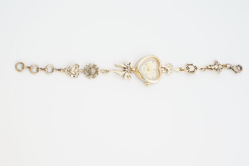 Orologio Bracciale a Cuore con Fiocco Oro Retrò per Donna