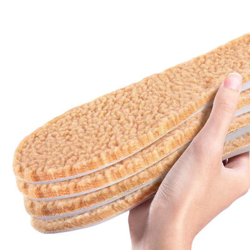 Latex Winter Warm Insoles for Men & Women - Soft, Sweat-Absorbing, Odor-Resistant, Lamb Wool & Velvet, Comfort for Prolonged Standing