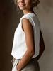 Women's European and American Style Sleeveless Lace Cotton-Linen Shirt, Spring/Summer 2026 Collection.