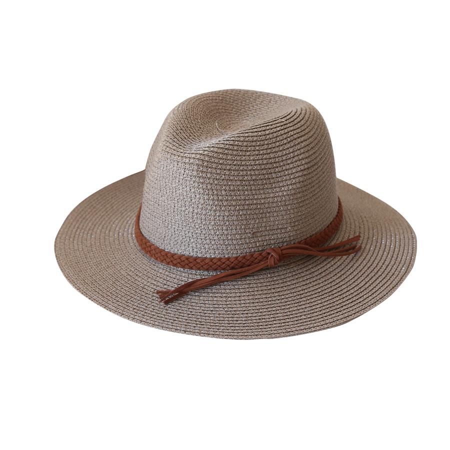

Womens Mens Wide Brim Straw Panama Hat Fedora Summer Beach UV Protection Sun Hat UPF Straw Hat for Women сірий