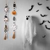 Ming Guan Wooden Halloween Sign: Ghost Festival Beaded String with Pumpkin & Bat Pendant for Home or Party Decor