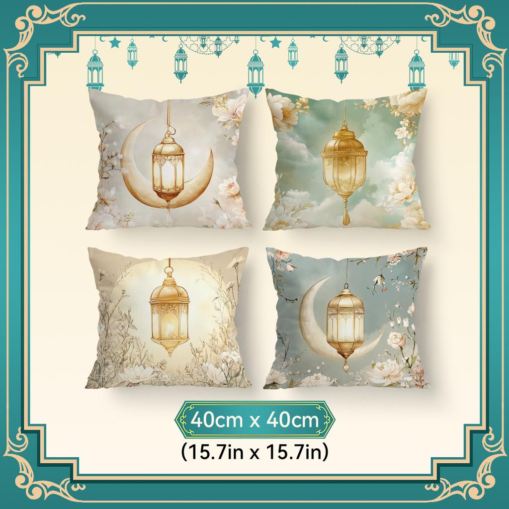 Ramadan-Themed Lantern Flowers Pillowcase Bedroom Sofa Cushion Cover 100% Polyester Living Room Cushion Pillowcase Home Decor